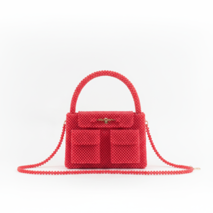 Handmade Red Beaded Bag