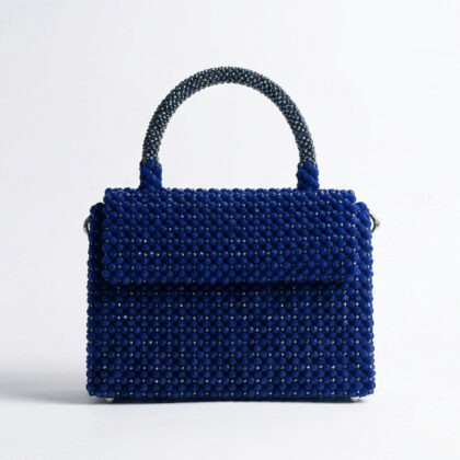 blue velvet with crystal beads with double beaded chain
