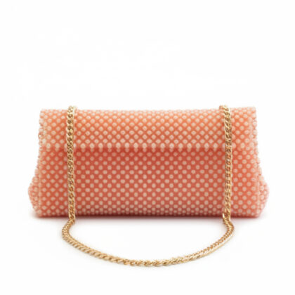 double tone beaded long shoulder bag with snake chain