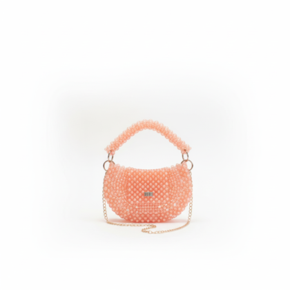 Handmade Semi Circle Peach Beaded Bag