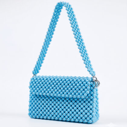 Serenity Blue Round Acrylic Beaded Bag